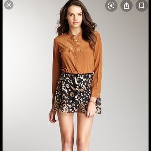 Dolce vita long sleeve 100% silk romper leopard